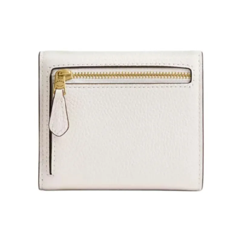 COACH Leather Wallet Small Size Women's Brass & Chalk-1