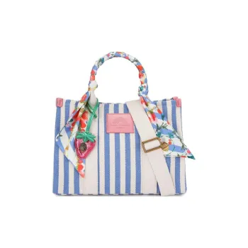Kurt Geiger London Fabric Tote Bag, Shopping Bag, Shoulder Bag, Crossbody Bag, Handbag Women's White & Blue