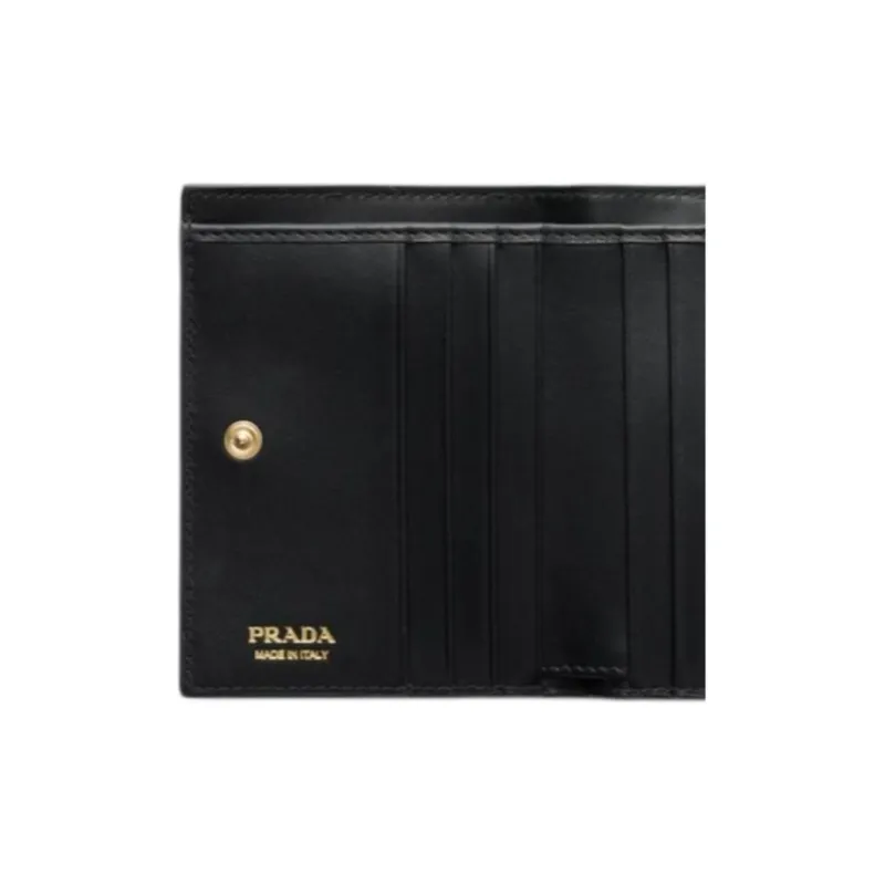 PRADA Leather Wallet Trumpets Men's Black-4
