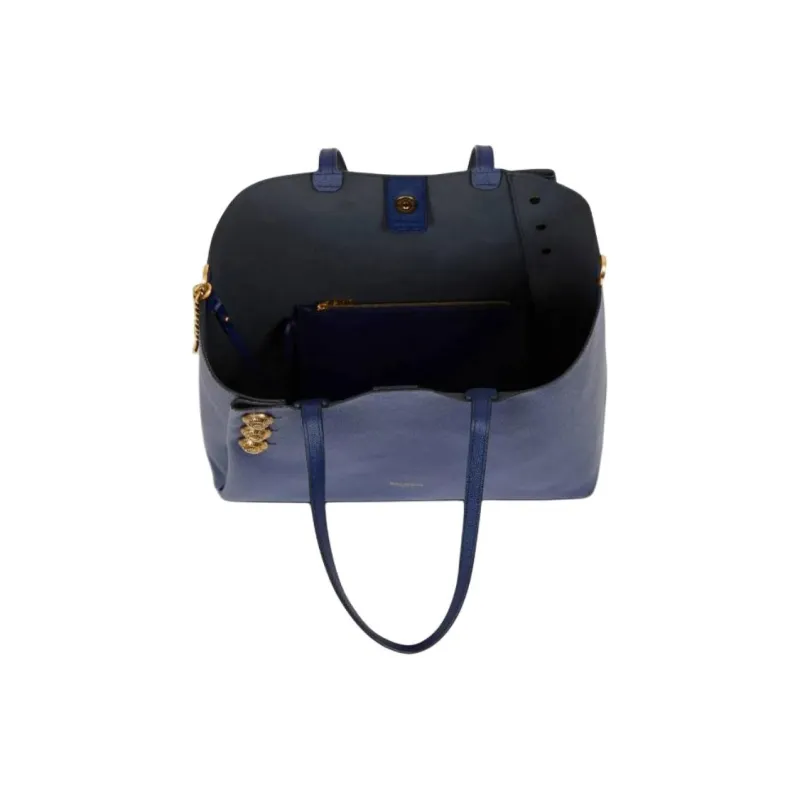 BALMAIN Grained Calfskin Tote Bag Shopping Bag Shoulder Bags Women's Marine Blue-4