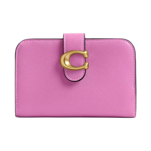 COACH Tabby Leather Wallet Mini Women's Fuchsia