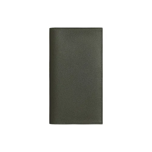 HERMES MC² Fleming Evercolor Calfskin Wallet Men's C6 Vert De Gris Gray Green