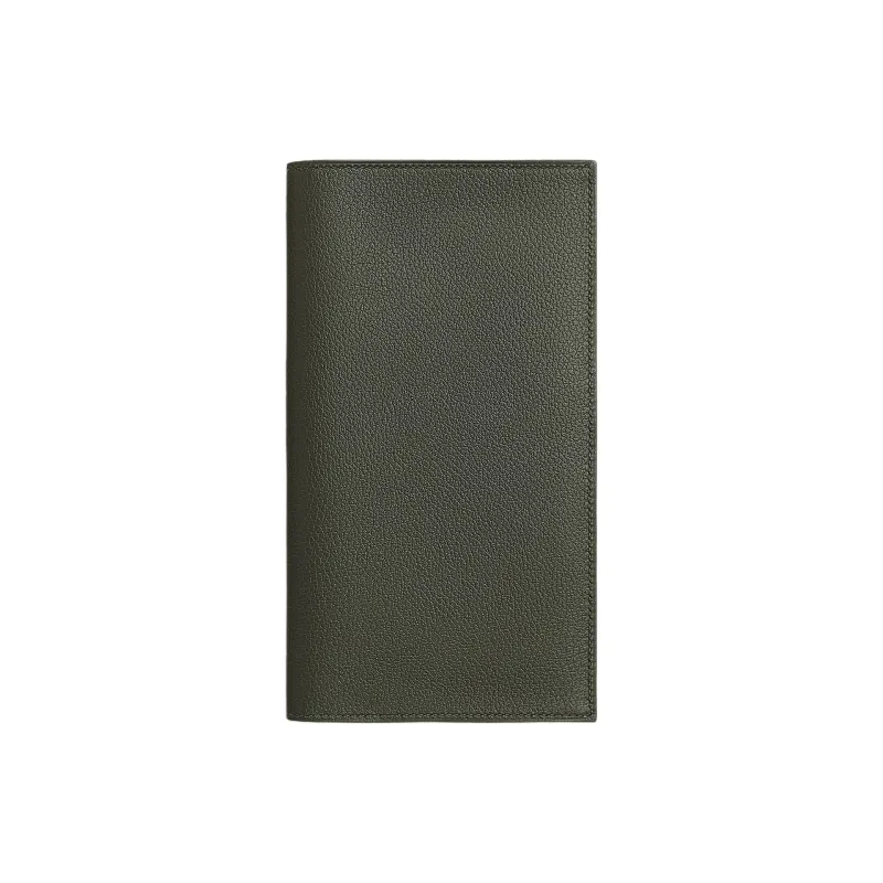 HERMES MC² Fleming Evercolor Calfskin Wallet Men's C6 Vert De Gris Gray Green-0