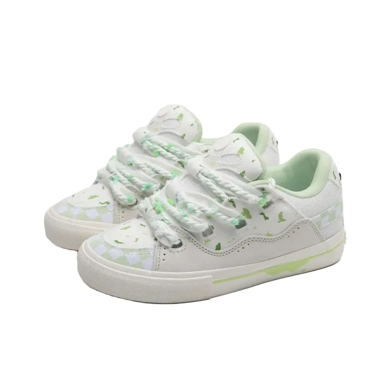 T628 Classic Vintage Puffy Shoes Abrasion Resistant Lightweight Slip Resistant Low Top Skateboard Shoes Women's-8