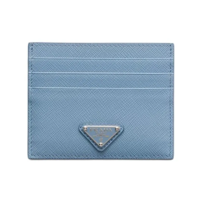 PRADA Saffiano Calfskin Card Holder Unisex Star Realm Blue-0