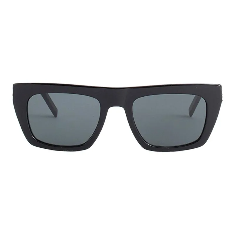 SAINT LAURENT Acetate Metal Nylon Rectangular Sunglasses Unisex Black-1