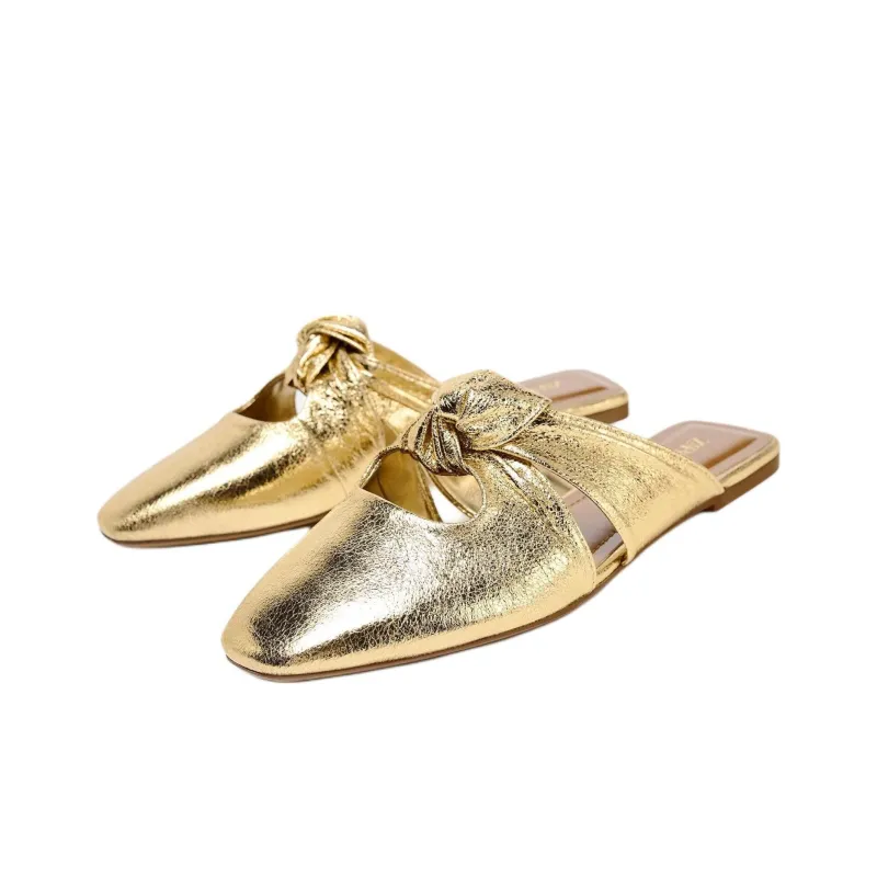 ZARA Abrasion Resistant Wrap toe Slippers Women's Gold-2