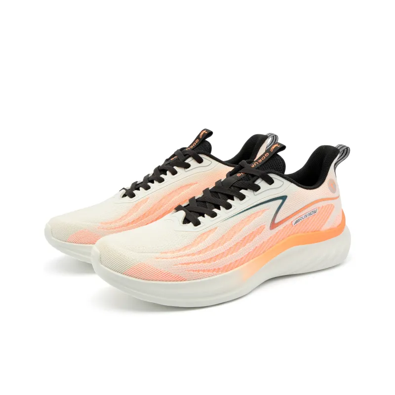 QIAODAN Cushioned Slip Resistant Abrasion Resistant Low Top Casual Running Shoes Men's Beige Orange-2