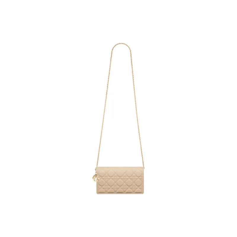 DIOR Lady Dior Lambskin Clutches Shoulder Bags Women's Light Beige-1
