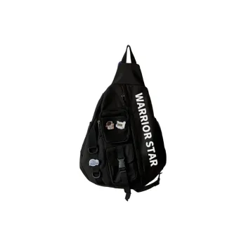 Warrior Nylon Fabric Crossbody Bag Unisex Black