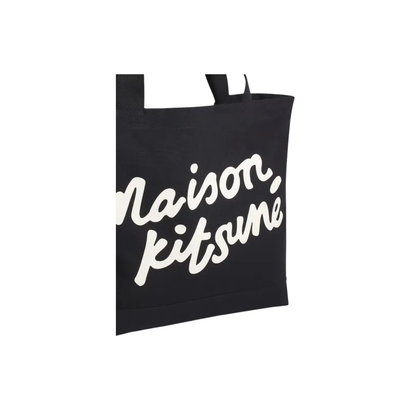 Maison Kitsune Cotton Tote Bag Shopping Bag Handbag Unisex Black-2