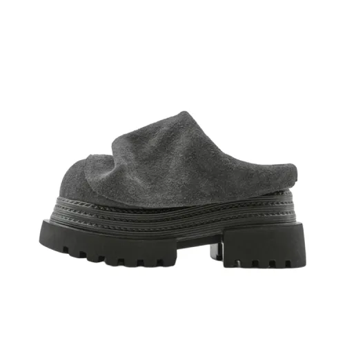 ABCYLM Rubber Sole Quiet Abrasion Resistant Slip Resistant Wrap toe Slippers Women's Gray