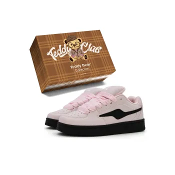 Teddy Bear Collection Coverage Anti Slip And Wear Resistant Lightweight Low Top Skateboard Shoes Women's Black Pink