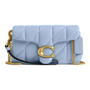 COACH Tabby Nappa Leather Shoulder Bag Trumpets Women's Brass & Blue & Bell Flower