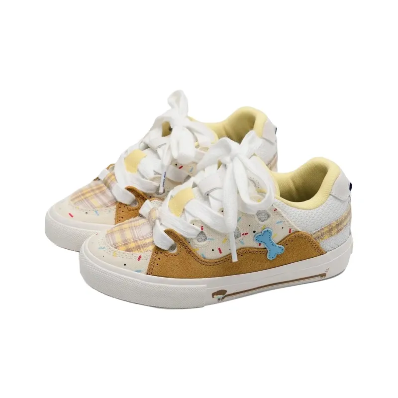 T628 Classic Vintage Puffy Shoes Abrasion Resistant Lightweight Slip Resistant Low Top Skateboard Shoes Women's-22