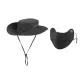 Gray Bucket Hat-Two-Piece Set[Bucket Hat+Face Mask]