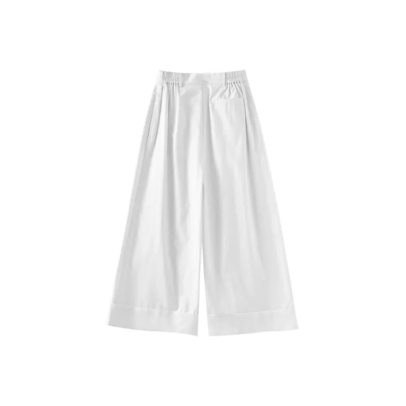 OUNIXUE Summer Versatile Casual Petite Ankle Length Pants Loose Fit Women's White-2