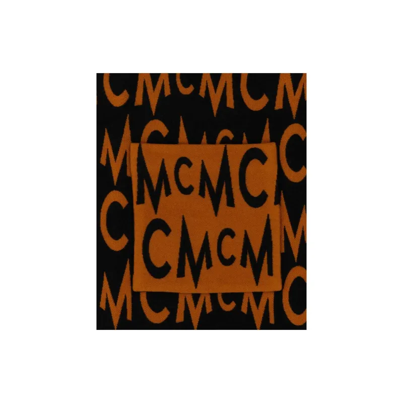 MCM Knit Scarves Unisex Black/Orange-3