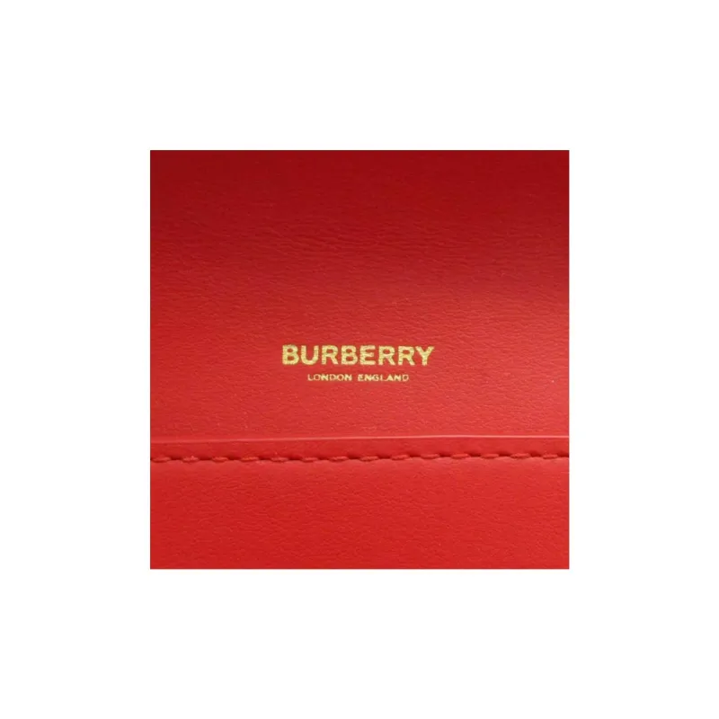 Burberry Cotton With Leather Wallet Mini Women's Red & Brown-5