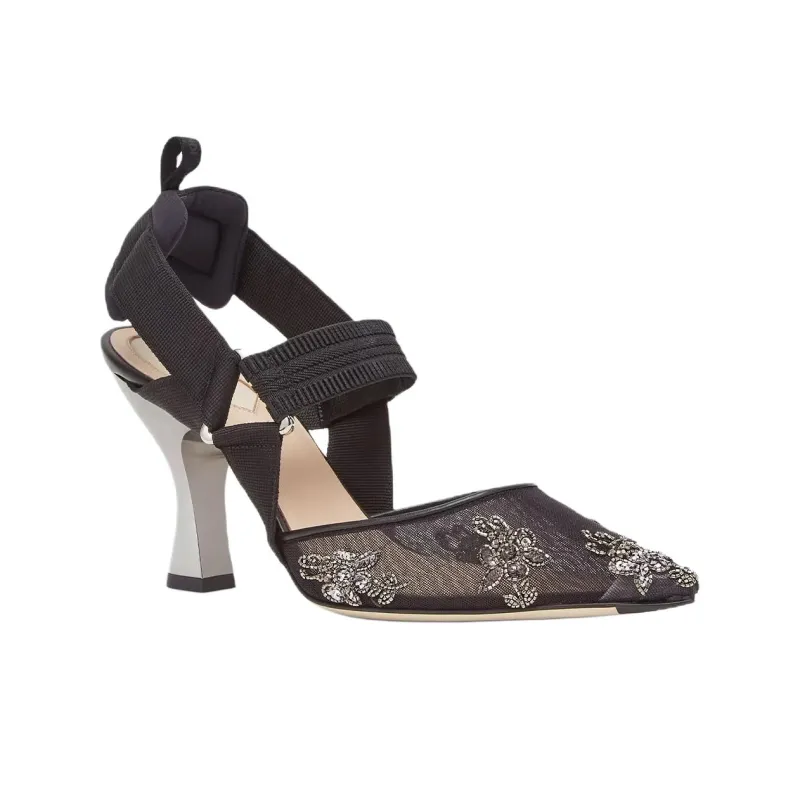 FENDI Colibri Irregular Heel High Heels Women's Black-2