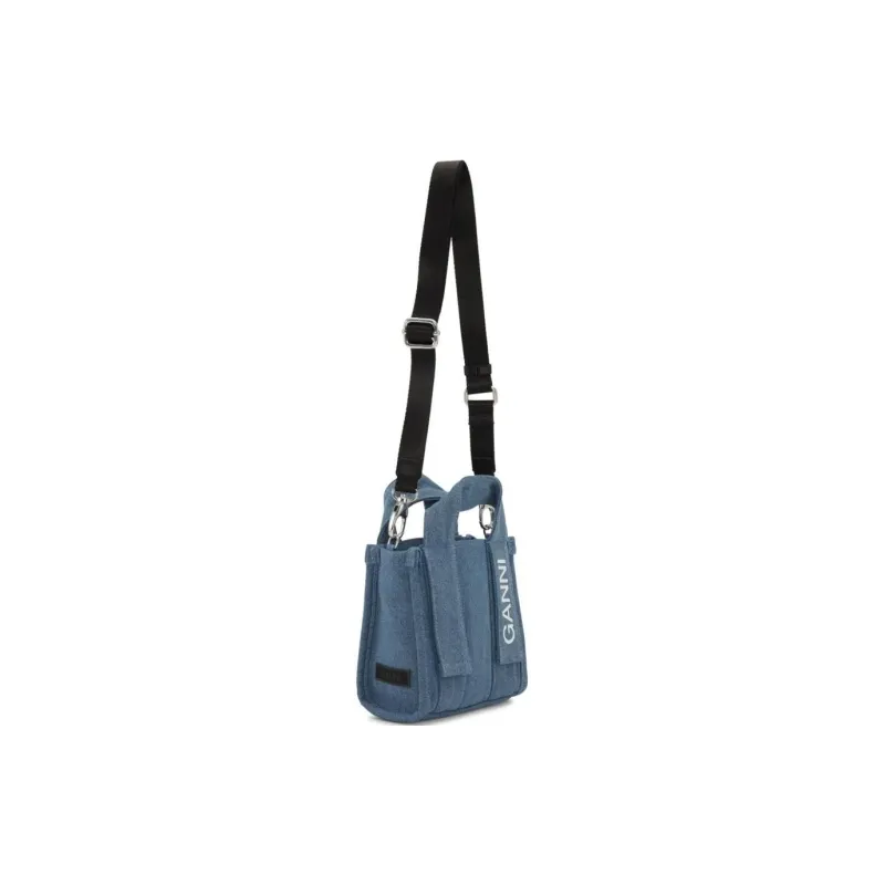 GANNI Tech Logo Printed Denim Mini Tote Bag-1