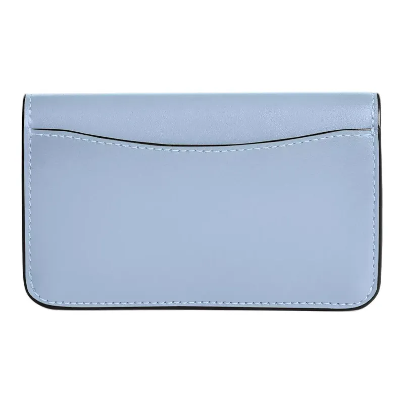 COACH Essential Calfskin Card Holder Women's Brass & Blue Bell Flower-1