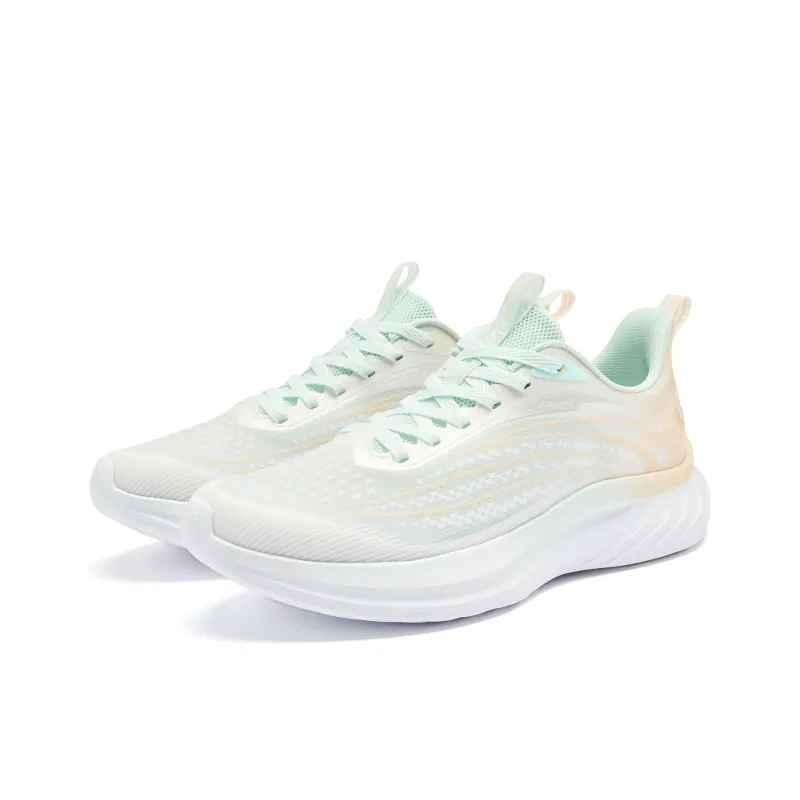 QIAODAN Cushioning, Slip Resistant, And Abrasion Resistant Low Top Casual Running Shoes Women's White Orange-2