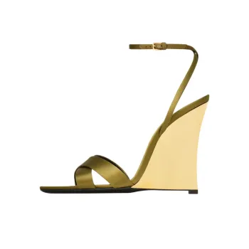 SAINT LAURENT Lucienne Strap Sandals 11cm Women's Olive Green