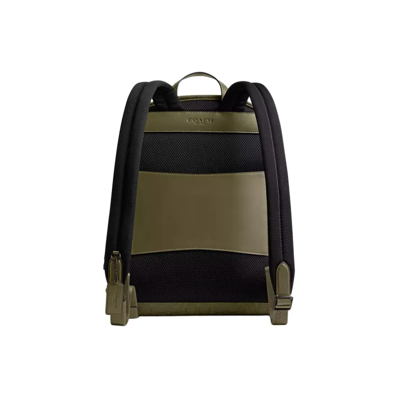 COACH Leather Backpack Tubas Men's Olive-2