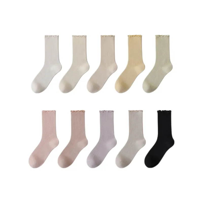 Temooues Mid Calf Socks Women's Combo Set-9