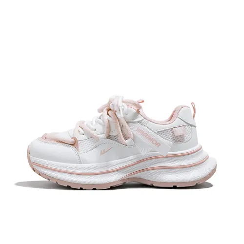 Warrior Anti Slip And Wear Resistant Breathable Low Top Chunky Sneakers Women's White Pink