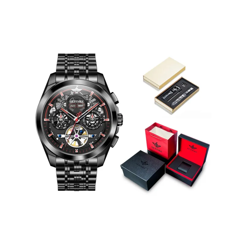 Oupinke Darth Vader Collection Mechanical Movement Stainless Steel Watchband Watch Men's Watches Black Dial-7