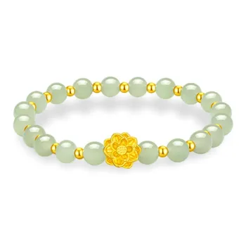 Old Qingyun Silver Building Hetian Jade Bracelets Pale Greenish White Jade Unisex