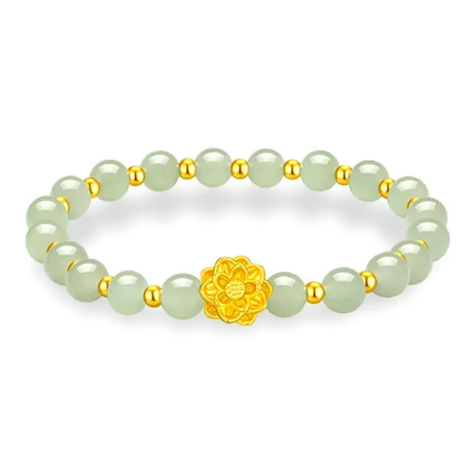 Old Qingyun Silver Building Hetian Jade Bracelets Pale Greenish White Jade Unisex-0