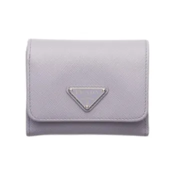 PRADA Saffiano Cow Leather Wallet Women's Light Purple