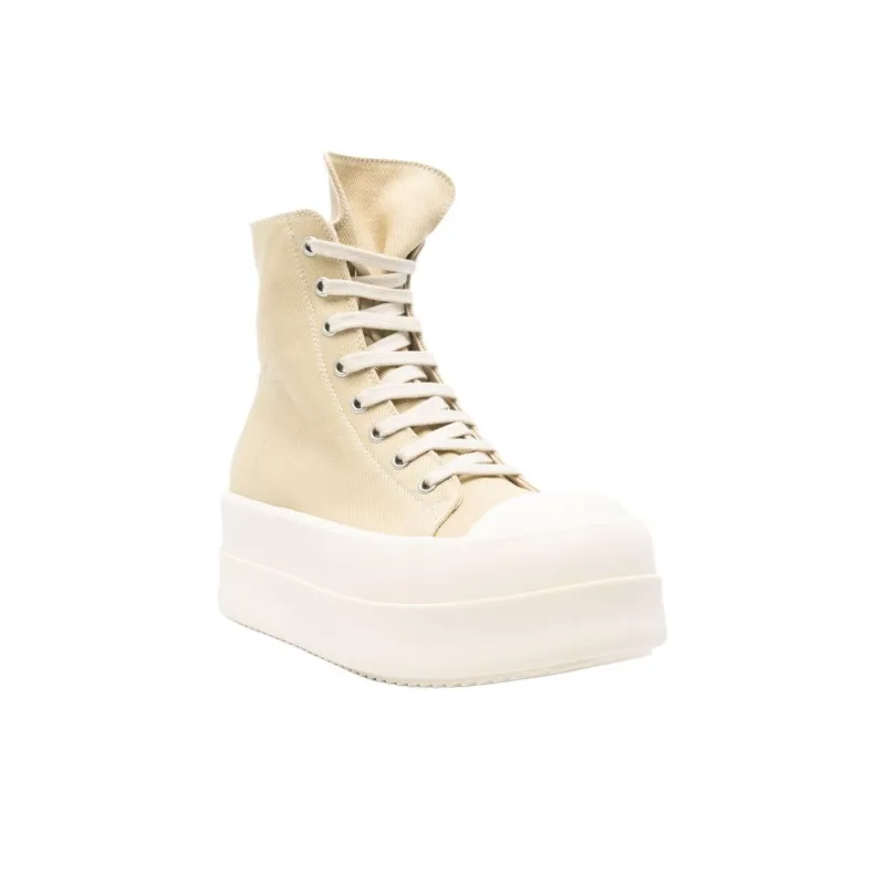 Rick Owens DRKSHDW Hollywood High Top Canvas Shoes Women's Beige-2