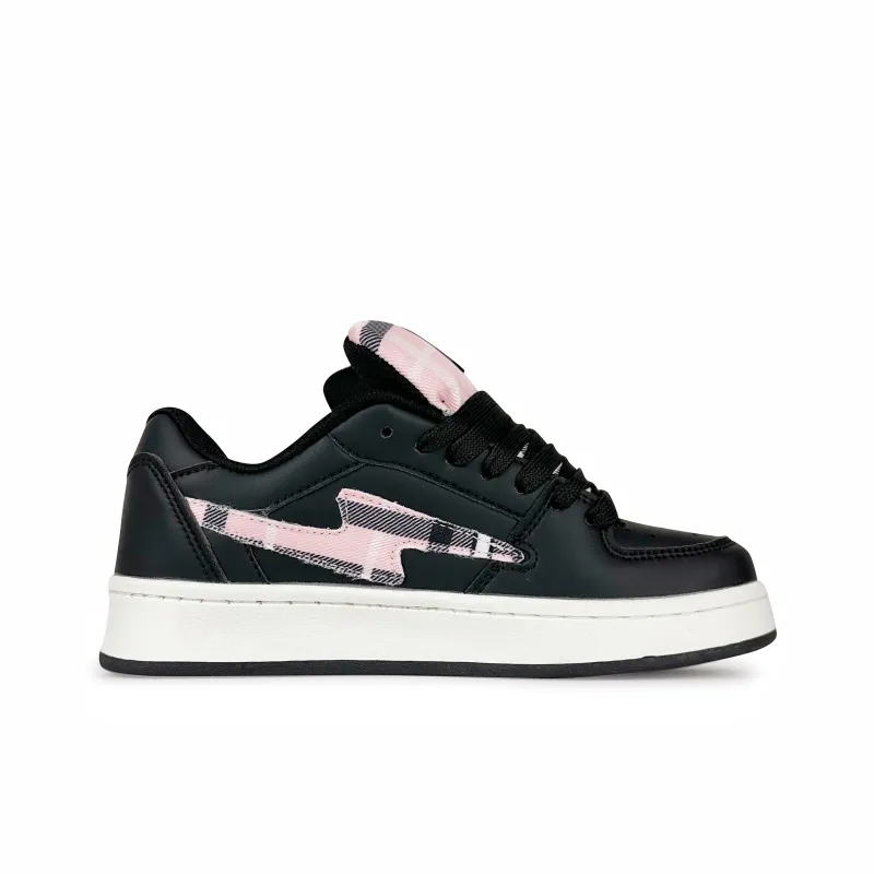 BKAE Durable Lightweight And Breathable Low Top Skateboard Shoes Unisex Black Pink-1