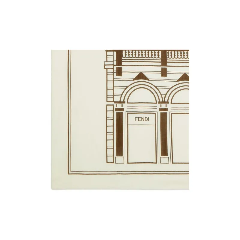 FENDI Cotton Wool Mulberry Silk Shawls Men's Beige-2