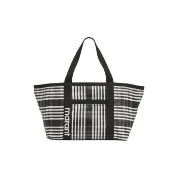 ISABEL MARANT Darwen Nylon Tote Bag Shopping Bag Shoulder Bags Women's Black & White