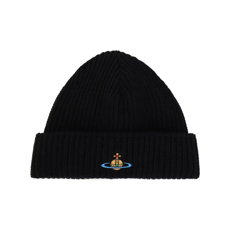 Vivienne Westwood Orb Embroidered Knitted Beanie-0
