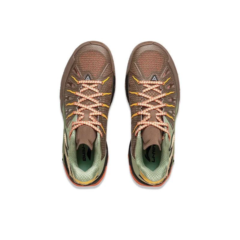 LiNing Jie Ao 2 Anti Slip And Wear Resistant Breathable Low Top Basketball Shoes Men's Brown Green-3