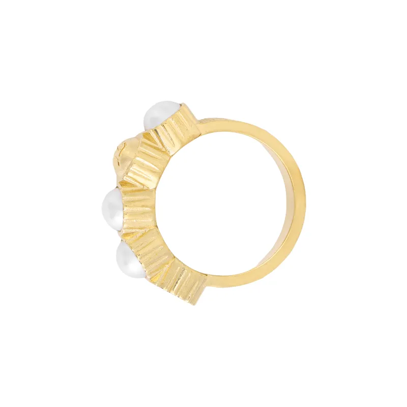 LOUIS VUITTON Brass Glass Rings Unisex Gold-2