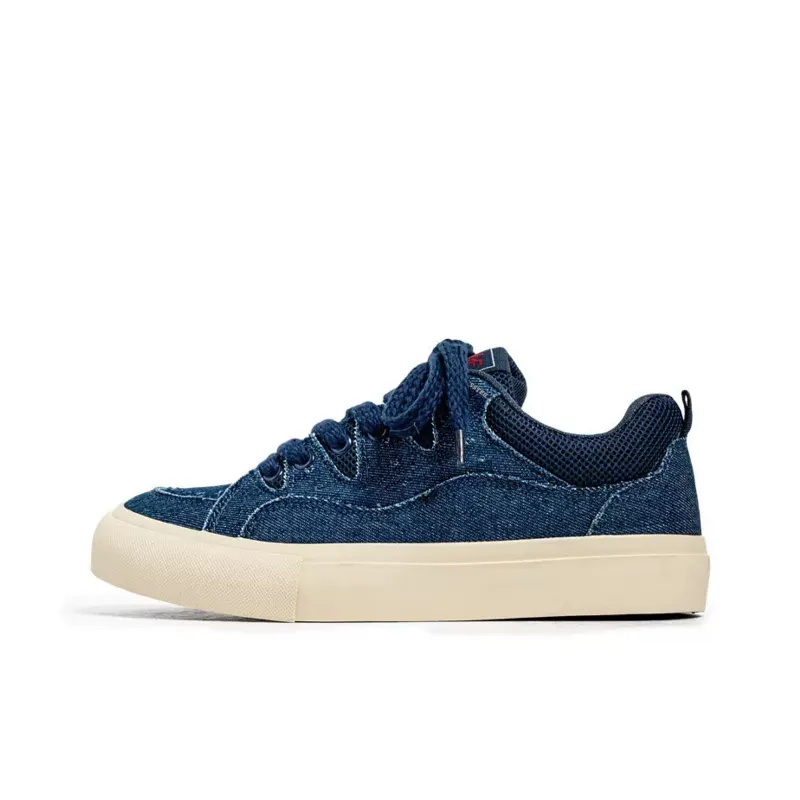 CISSTEG Slip Resistant Shock Absorbers Low Top Skateboard Shoes Men's Denim Blue-1