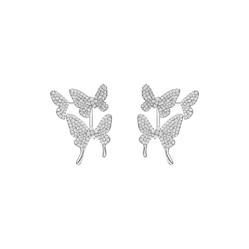 HEFANG Garden 925 Sterling Silver Butterfly Dream Hoop Earrings Women's-0
