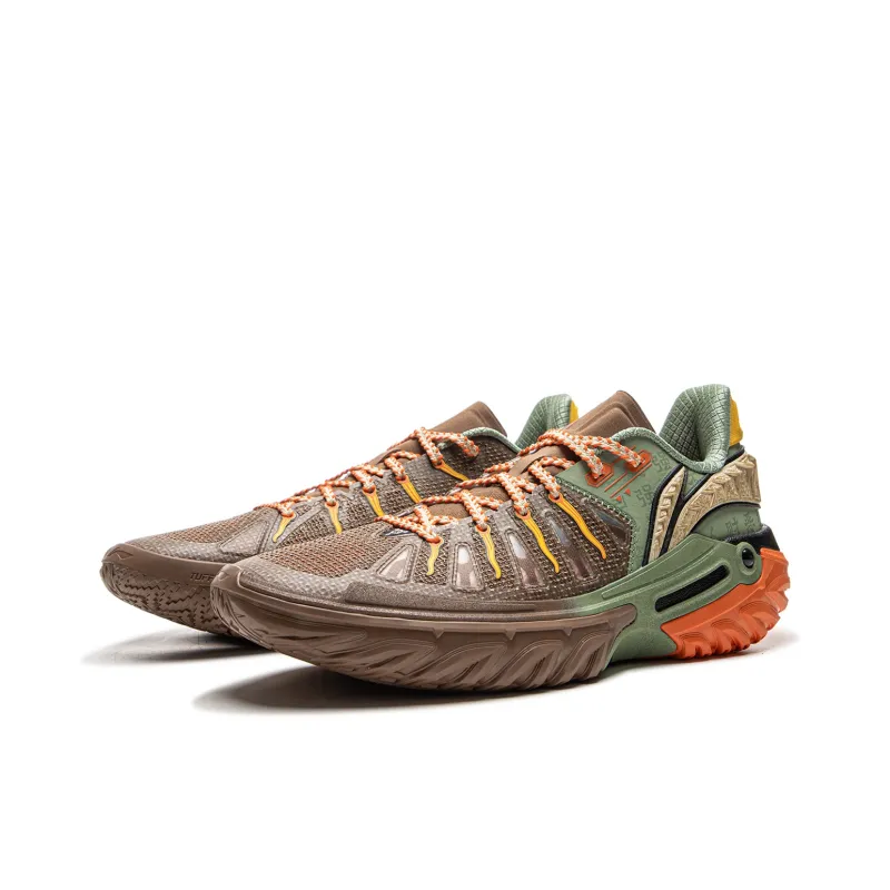 LiNing Jie Ao 2 Anti Slip And Wear Resistant Breathable Low Top Basketball Shoes Men's Brown Green-2