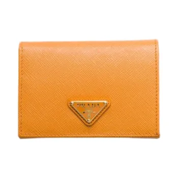 PRADA Saffiano Calf Wallet Small Size Women's Amber
