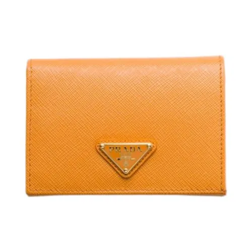 PRADA Saffiano Calf Wallet Small Size Women's Amber