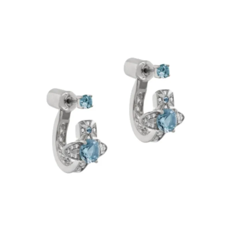 Vivienne Westwood Zircon Crystal Brass Earrings Women's Blue-1