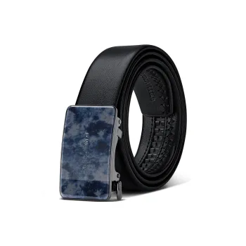 WilliamPOLO Split Cow Leather Belts Men's Blue/Black 3.5cm Width
