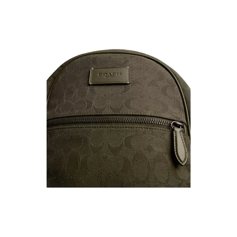 COACH Leather Backpack Tubas Men's Olive-4